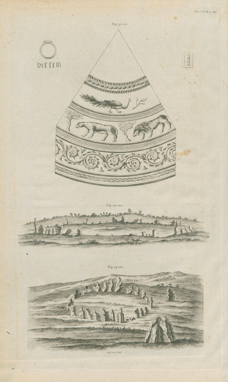 Rollright stones, Long Compton. Neolithic Bronze Age megaliths. Oxfordshire 1789